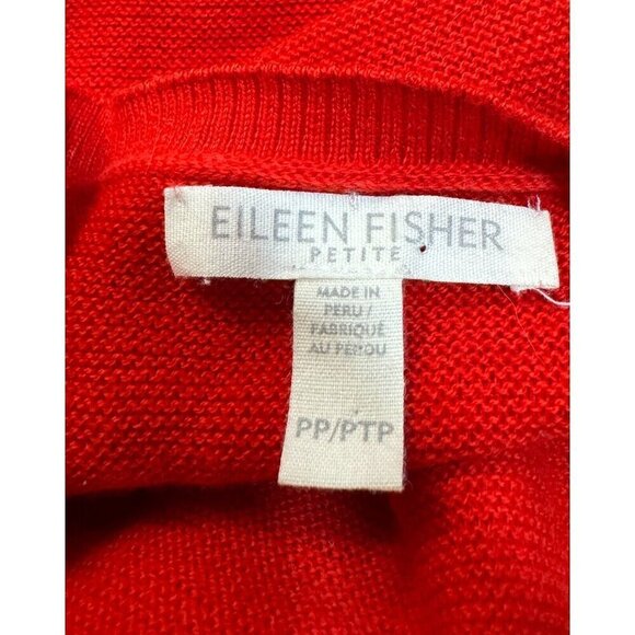 Eileen Fisher Sz PP PXS 2P 4P Red Peruvian Organic Cotton Link Tunic Sweater - Picture 9 of 12